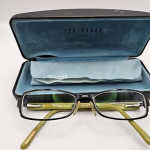 Ted Baker Twice Shy Eyeglasses + Case Womens B192 EBO 51-16-135 Black Green LV78